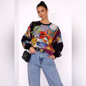 Vintage 90s Versus Versace Gianni Postcard Print Top Made in Italy size 34